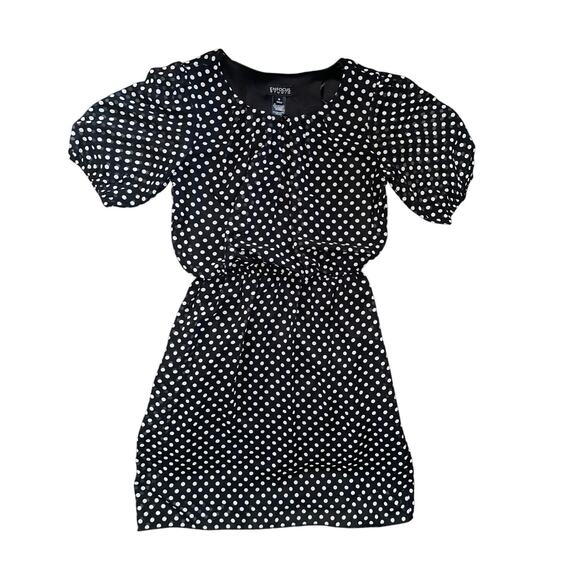 Enfocus Studio Short Sleeve Black White Polka Dot Dress Keyhole Size 6 Casual - Picture 1 of 3